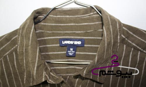 پیراهن کبریتی زیتونی راه راه